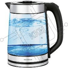 Чайник электрический BACKMAN BM-70006 2.2 л, 2200 Вт, прозрачный/серебристый