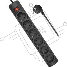 Сетевой фильтр Defender DFS 153 3 м, черный, 6 розеток