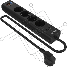 Сетевой фильтр Philips CHP8246BB/51, 3м, 4 розетки, черный