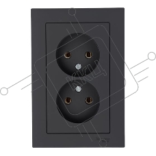 Розетка 2-м AtlasDesign без заземл. 16А в сборе карбон SchE ATN001020