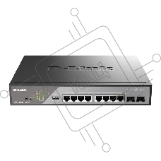 Коммутатор D-Link DSS-200G-10MPP/A1A, 8×1 Гбит/с + 2×1 Гбит/с SFP, настраиваемый