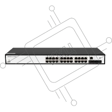 Управляемый коммутатор SNR уровня 2+, 24 порта 10/100/1000Base-T с поддержкой POE, 4 порта 1/10G SFP+, бюджет POE 370W