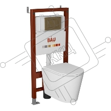 Комплект BAU 6 в 1: инсталляция BAU PRO, унитаз подвесной торнадо Bau Nimb Hurricane-3, сиденье дюропласт микролифт, клавиша BAU Stil, бронза