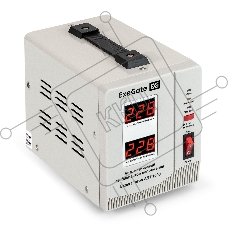 Стабилизатор напряжения ExeGate EX291729RUS Expert Turbo AST-1000 (1000ВА, вход 80-260В, двойная цифр. индикация вход/вых. напряжения, выход 220В±8%, КПД 98%, 5 уровней защиты, задержка, усиленный метал. корпус, 1*Schuko, RTL)