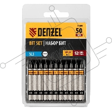Набор бит Denzel SL5,0х50, сталь S2, шестигранный профиль, 10 шт.
