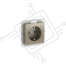 Розетка AtlasDesign 16А с заземл. быстрозажим. клем. механизм шампань SE ATN000543S