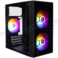 Компьютерный корпус 1STPLAYER FIREBASE X1 Black / mATX / 3x120mm LED fans / X1-BK-3F1