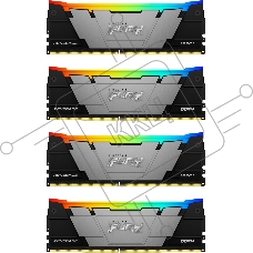 Оперативная память Kingston Fury Renegade, DDR4, 32GB (4x8GB), 3200MHz, CL16, DIMM, с радиаторами, RGB, серебристый/черный