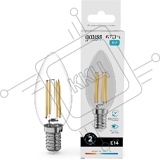 Лампа филам. Gauss Filament 10Вт цок.:E14 свеча св.свеч.бел.нейт. (упак.:10шт) (32120)