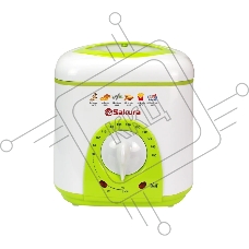 Фритюрница Sakura SA-7654GR белый/зеленый, 950 Вт, 1.0 л, антипригарное покрытие