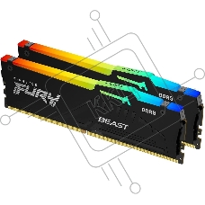 Оперативная память Kingston Fury Beast, DDR5, 32GB (2x16GB), 5200MHz, CL40, DIMM, с радиаторами, RGB, черный