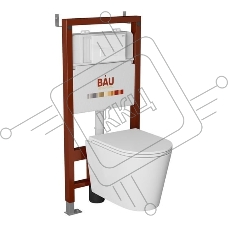 Комплект BAU 6 в 1: инсталляция BAU PRO, унитаз подвесной торнадо Bau Nimb Hurricane-3, сиденье дюропласт микролифт, клавиша BAU Hotel, белый глянец