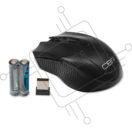 Мышь беспроводная CBR CM 403 Black, оптическая, 2,4 ГГц, 800/1200/1600 dpi, 6 кнопок и колесо прокрутки, ABS-пластик, цвет чёрный