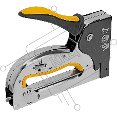Степлер Denzel металл., скобы в комплекте, плавная регулировка удара, 2К рукоятка, тип 53, 4-14 мм