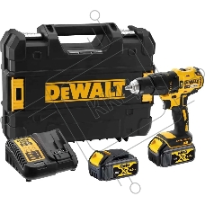Дрель-шуруповерт DeWalt DCD778M2T-QW, Аккумуляторная, 18В, 2 АКБ, Кейс