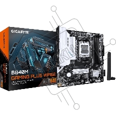 Материнская плата Gigabyte B840M GAMING PLUS WIFI6E, AM5, AMD B840, 4xDDR5, 4xSATA, 2xM.2, 1xPCIe 4.0 x16, 1xPCIe x1, 1xHDMI, 2xDP, 1x1Gb LAN, Wi-Fi 6E, Bluetooth 5.3, 1xUSB-C 10Gbps, 1xUSB-C 5Gbps, 1xUSB-A 10Gbps, 1xUSB-A 5Gbps, 3xUSB-A 2.0, 3x3.5 мм, 7.1, mATX