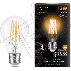 Лампа светодиодная Gauss Filament 102902112 12Вт цок.:E27 груша 185B св.свеч.бел.теп. грушевидная (упак.:10шт)