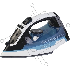 Утюг беспроводной Galaxy GL 6151, белый с голубым, паровой, 2200 Вт, функции: автоотключение, самоочистка, антикапля, антинакипь, функция увлажнения, вертикальное отпаривание, индикатор нагрева, защита от перегрева, резервуар для воды 320 мл, керамическое