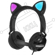 Гарнитура QUMO Game Cat чёрный, проводная, USB, подсветка