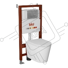 Комплект BAU 6 в 1: инсталляция BAU PRO, унитаз подвесной торнадо Bau Nimb Hurricane-3, сиденье дюропласт микролифт, клавиша BAU Dream, хром