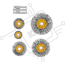 Набор щеток для дрели Denzel 5 Плоских 25-38-50-63-75 мм, шпилька, нерж. вит. проволока