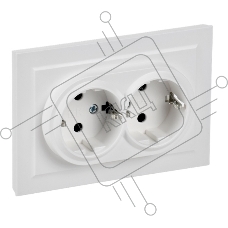 Розетка 2-м IEK BR-R24-16-K91-F СП BRITE РСш12-3-БрАБ 16А в сборе с заземл. защ. шторки арктич. бел.