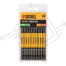 Набор бит Denzel PZ2х90, сталь S2, круглый профиль, 10 шт.