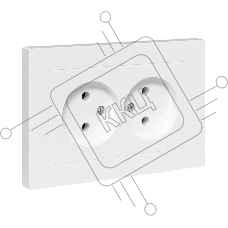 Розетка 2-м EKF UP1-SOW-200 СП Эпика 16А без заземл. без защ. шторок с рамкой механизм бел.