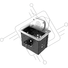 Прямоугольный металлический корпус Wize Pro [WRTS-06BOXQI-S] для модульной системы врезного лючка в стол с откидывающейся крышкой,до 6 модулей-вставок, беспроводная зарядка 10Вт для моб. устройств на крышке, преустановленная рамка,серебр