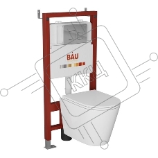 Комплект BAU 6 в 1: инсталляция BAU PRO, унитаз подвесной торнадо Bau Nimb Hurricane-2, сиденье дюропласт микролифт, кнопка смыва BAU Soul, хром