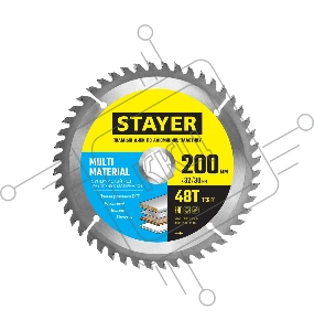 Диск пильный по алюминию, супер чистый рез STAYER MULTI MATERIAL 200х32/30мм 48Т