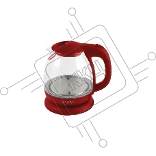 Чайник электрический Energy E-296 1л, стекло/пластик, красный,1100 Вт