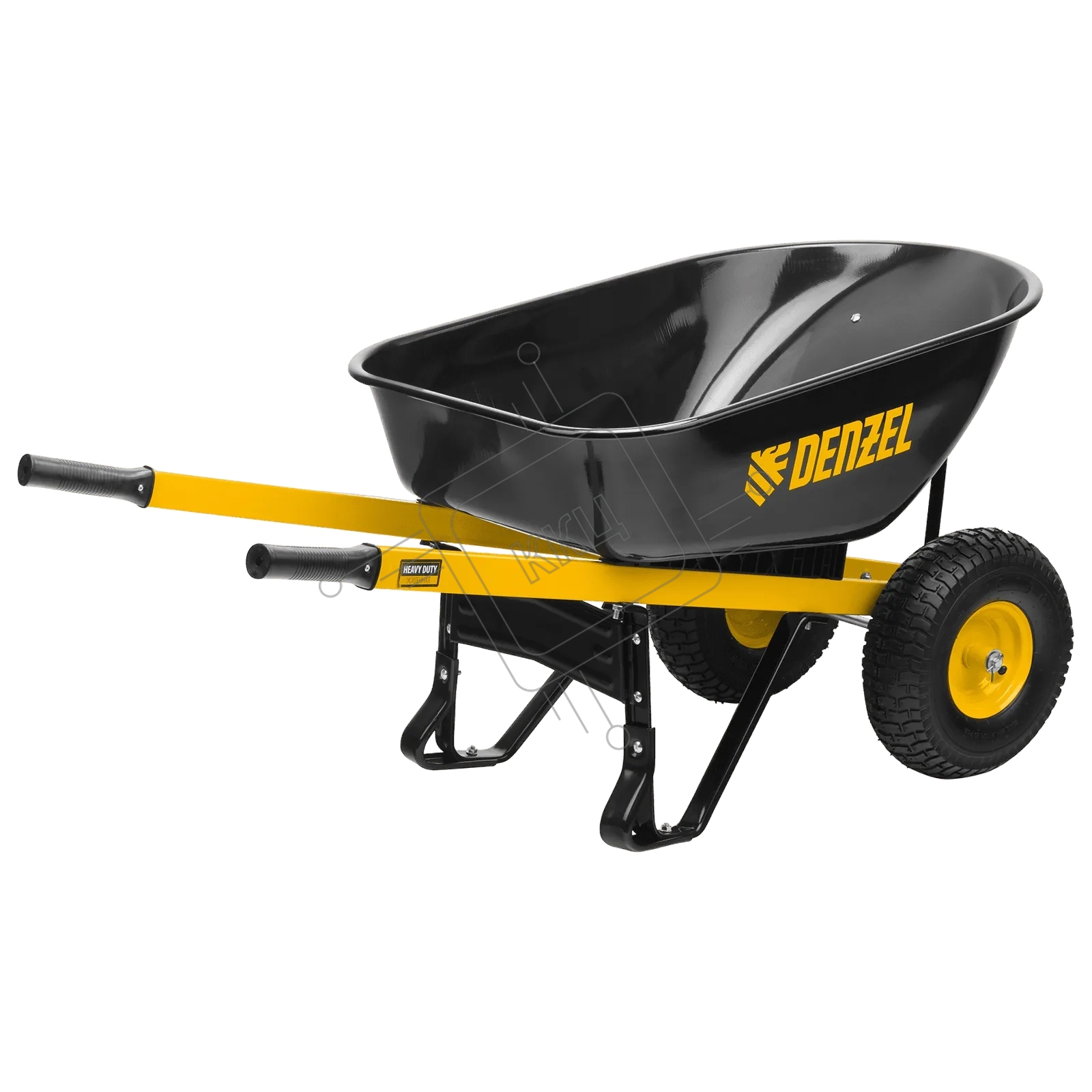 Тачка строительная Denzel усиленная, объем 140 л, 250 кг, двухколесная, колесо 15х6.00-6