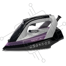 Утюг Galaxy Line GL 6128, фиолетовый с черным, паровой, 2200 Вт, постоянный пар 30 г/мин, паровой удар 140 г/мин, функции: самоочистка, антикапля, антинакипь, функция увлажнения, вертикальное отпаривание, защита от перегрева, индикатор нагрева, керамическ