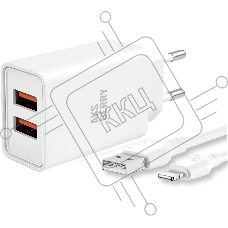 Зарядное устройство Aksberry (6900203220011) T38 2 USB 2.4A + Lightning, белый