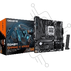 Материнская плата Gigabyte B840M GAMING X WIFI6E, AM5, AMD B840, 4xDDR5, 4xSATA, 2xM.2, 1xPCIe 4.0 x16, 1xPCIe 3.0 x16, 1xHDMI, 2xDP, 1x2.5Gb LAN, Wi-Fi 6E, Bluetooth 5.3, 1xUSB-C 5Gbps, 2xUSB-A 5Gbps, 4xUSB-A 2.0, 1xPS/2, 3x3.5 мм, 7.1, mATX