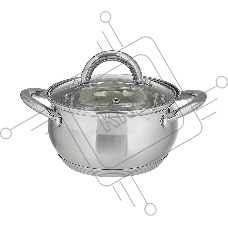 Кастрюля WEBBER BE-351/2 1,9 л, 16 см, из нержавеющей стали со стеклянной крышкой