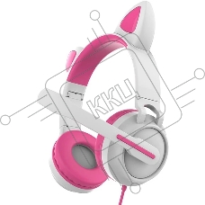 Гарнитура QUMO Game Cat белый/розовый, проводная, USB, подсветка