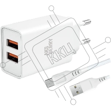 Зарядное устройство Aksberry (6900203230010) СЗУ T38 2 USB 2.4A + MicroUSB белый