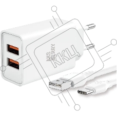 Зарядное устройство Aksberry (6900203240019) T38 2 USB 2.4A + Type-C белый