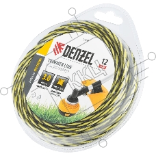 Леска для триммера Denzel двухкомпонентная витая квадратная, 3,0мм х 12м, блистер SkyCutter