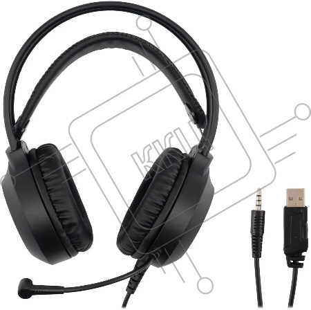 Наушники с микрофоном Оклик HS-L300G Black черный 2.2м мониторные USB оголовье (1796949)