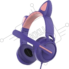 Гарнитура QUMO Game Cat фиолетовый, проводная, USB, подсветка