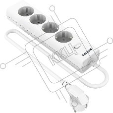 Сетевой фильтр Philips CHP2145WC/51, 5м, 4 розетки, белый