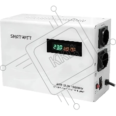 Настенный стабилизатор напряжения SMARTWATT AVR SLIM 1500RW (100W - 260W, 1500VA, 1.5 кВт, 50 Гц, розеток - 2, LED-диспл