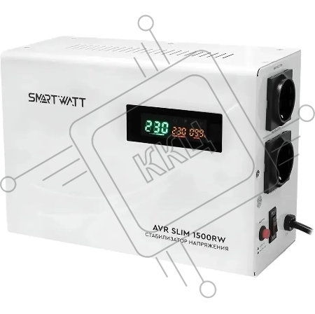 Настенный стабилизатор напряжения SMARTWATT AVR SLIM 1500RW (100W - 260W, 1500VA, 1.5 кВт, 50 Гц, розеток - 2, LED-диспл