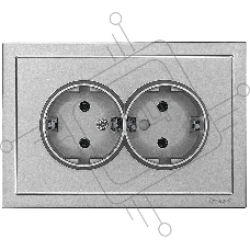Розетка 2-мест. б/з СП ZIMA IP20 16А ПБТ безвинт. зажим сер. матов. LEZARD 704-7400-128BQC