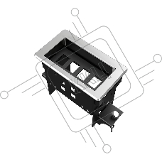 Прямоугольный металлический корпус Wize Pro [WRTS-04BOX-S] для модульной системы врезного лючка в стол с убирающейся крышкой для установки до 4 модулей-вставок, преустановленная рамка, серебристый