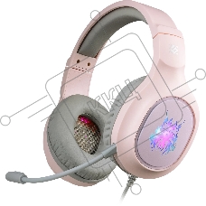 Гарнитура игровая Defender Fury розовый, LED, провод 2 м