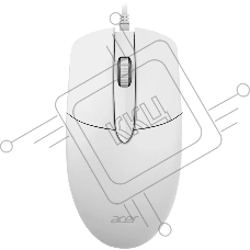 Мышь проводная Acer OMW300 белый, 1200 dpi, USB, кнопки - 3
